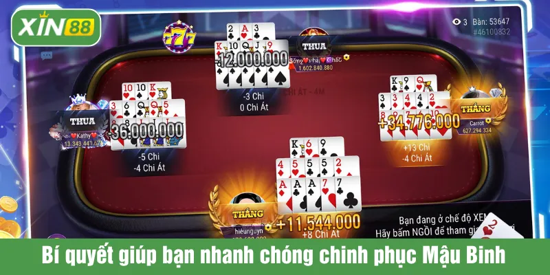 Bí quyết giúp bạn nhanh chóng chinh phục Mậu Binh 