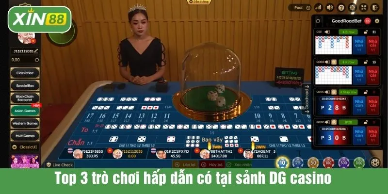 Top 3 trò chơi hấp dẫn có tại sảnh DG casino