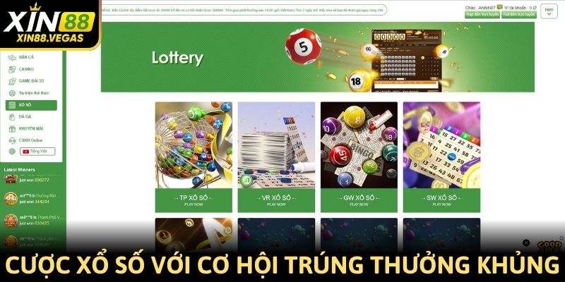 Cá cược xổ số với cơ hội trúng thưởng khủng tại Xin88