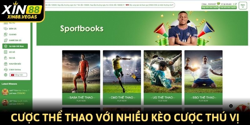 Cược thể thao với nhiều kèo cược thú vị, trả thưởng cao