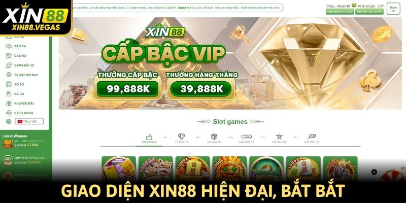 Giao diện Xin88 hiện đại, bắt bắt và sắp xếp khoa học